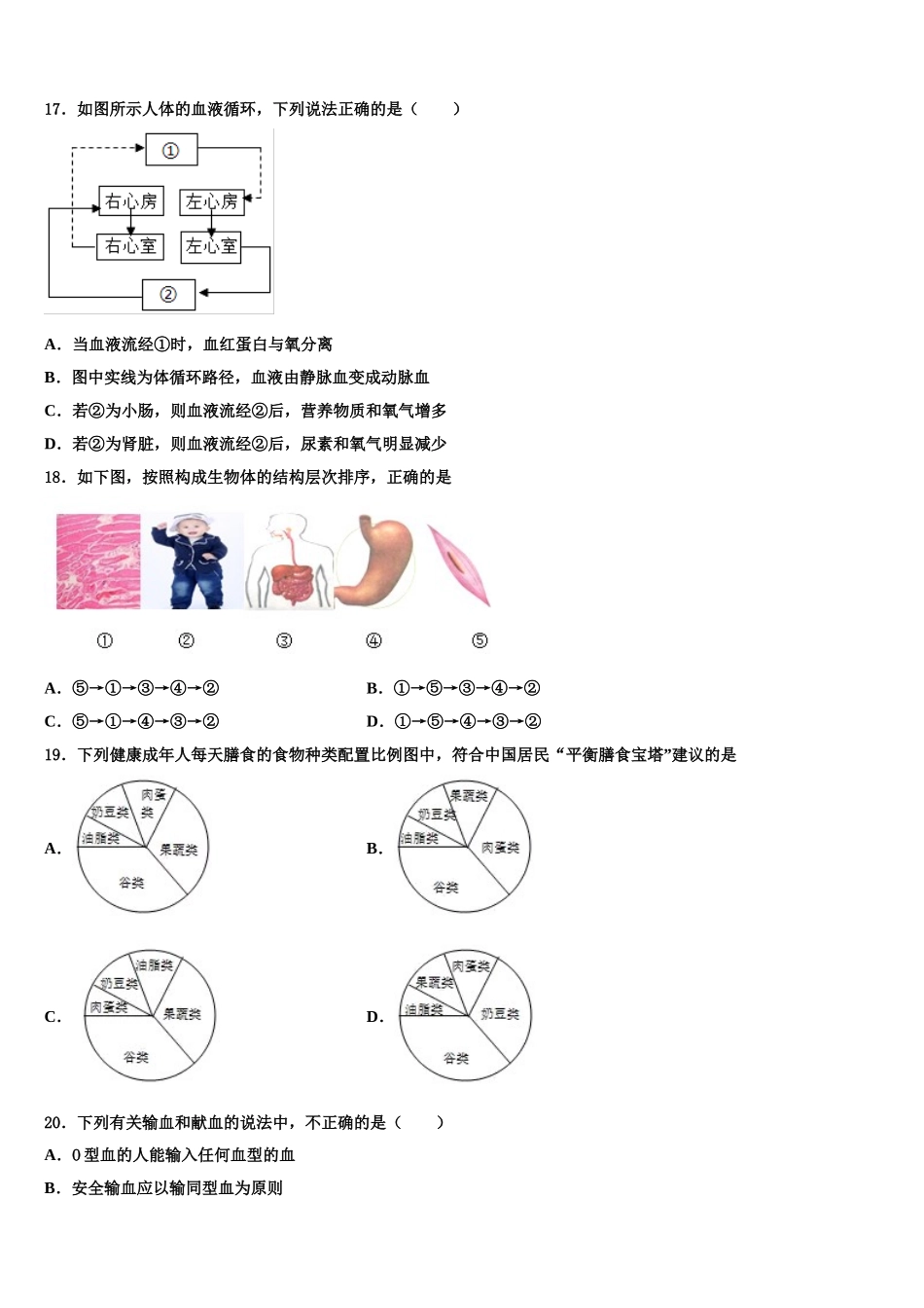 2024-2025学年广东省佛山南海区四校联考七年级生物第二学期期末综合测试试题含解析_第3页