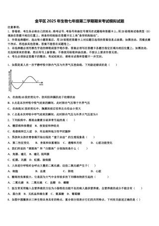 金平区2025年生物七年级第二学期期末考试模拟试题含解析