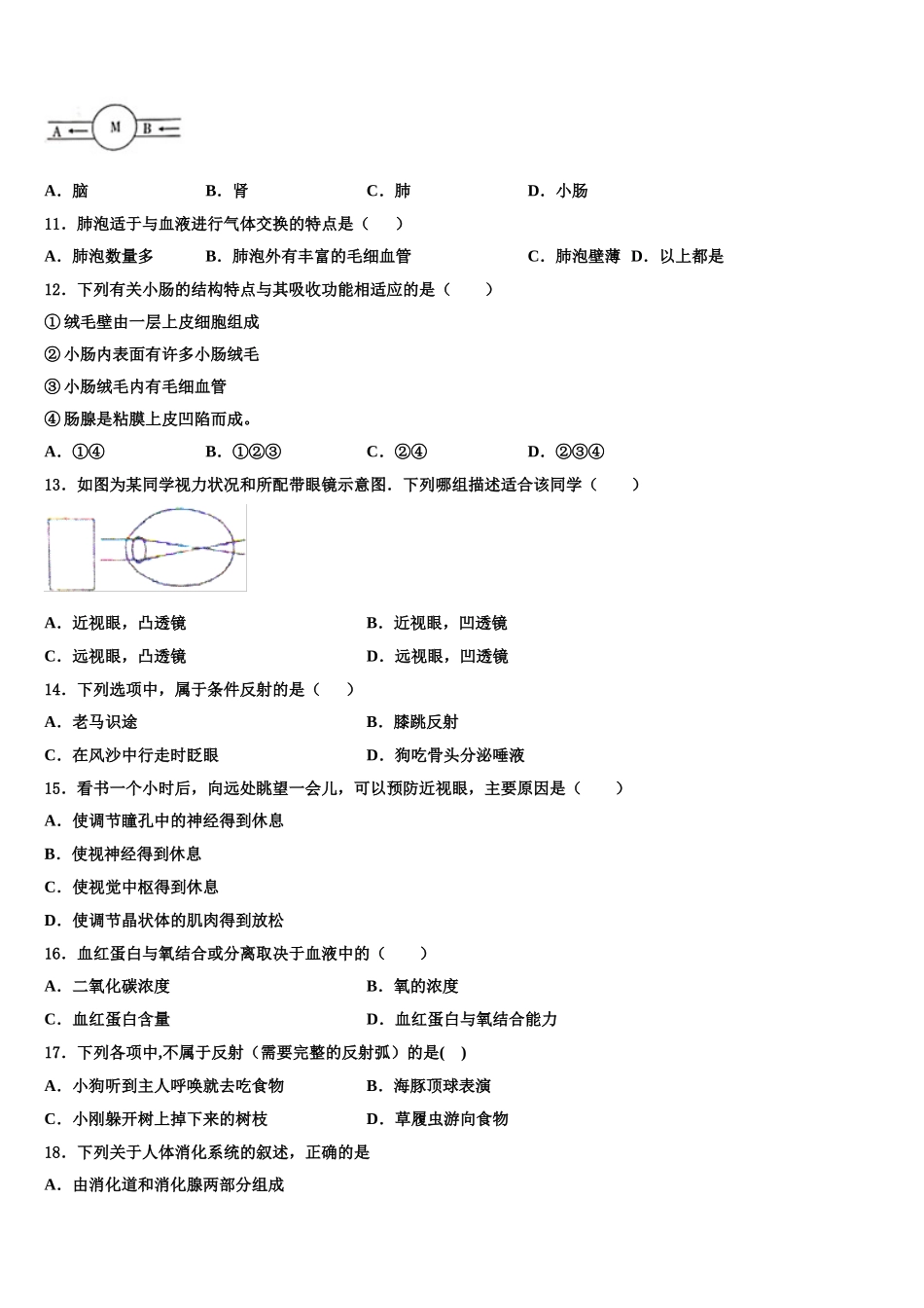 2024-2025学年广东省佛山市城北中学七下生物期末统考模拟试题含解析_第2页