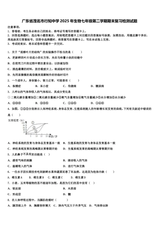 广东省茂名市行知中学2025年生物七年级第二学期期末复习检测试题含解析