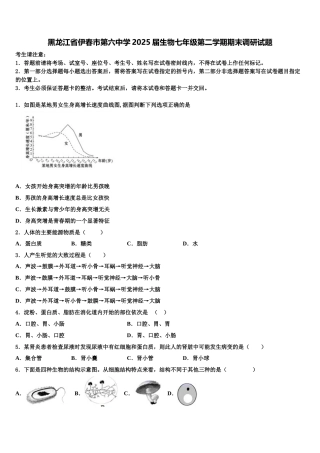 黑龙江省伊春市第六中学2025届生物七年级第二学期期末调研试题含解析