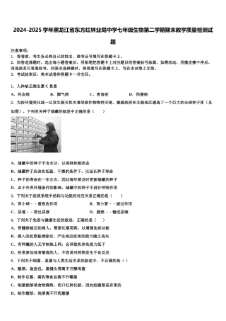 2024-2025学年黑龙江省东方红林业局中学七年级生物第二学期期末教学质量检测试题含解析