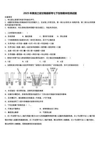 2025年黑龙江省甘南县联考七下生物期末检测试题含解析