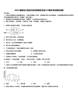 2025届黑龙江省哈尔滨市南岗区生物七下期末考试模拟试题含解析