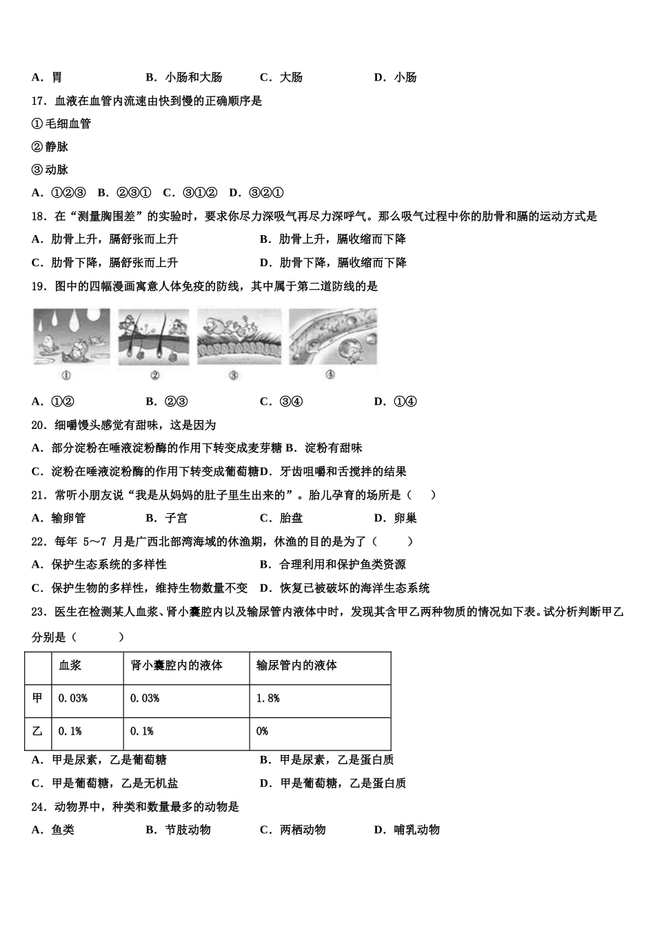 牡丹江市重点中学2024-2025学年生物七下期末达标检测模拟试题含解析_第3页