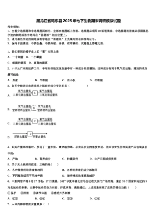 黑龙江省鸡东县2025年七下生物期末调研模拟试题含解析