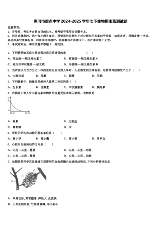 黑河市重点中学2024-2025学年七下生物期末监测试题含解析