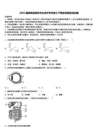 2025届陕西省西安市长安中学生物七下期末质量检测试题含解析