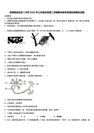 陕西西安远东二中学2025年七年级生物第二学期期末教学质量检测模拟试题含解析