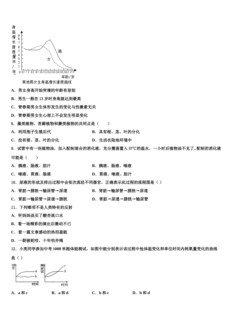 2025届陕西省咸阳市兴平市生物七年级第二学期期末考试模拟试题含解析_第2页