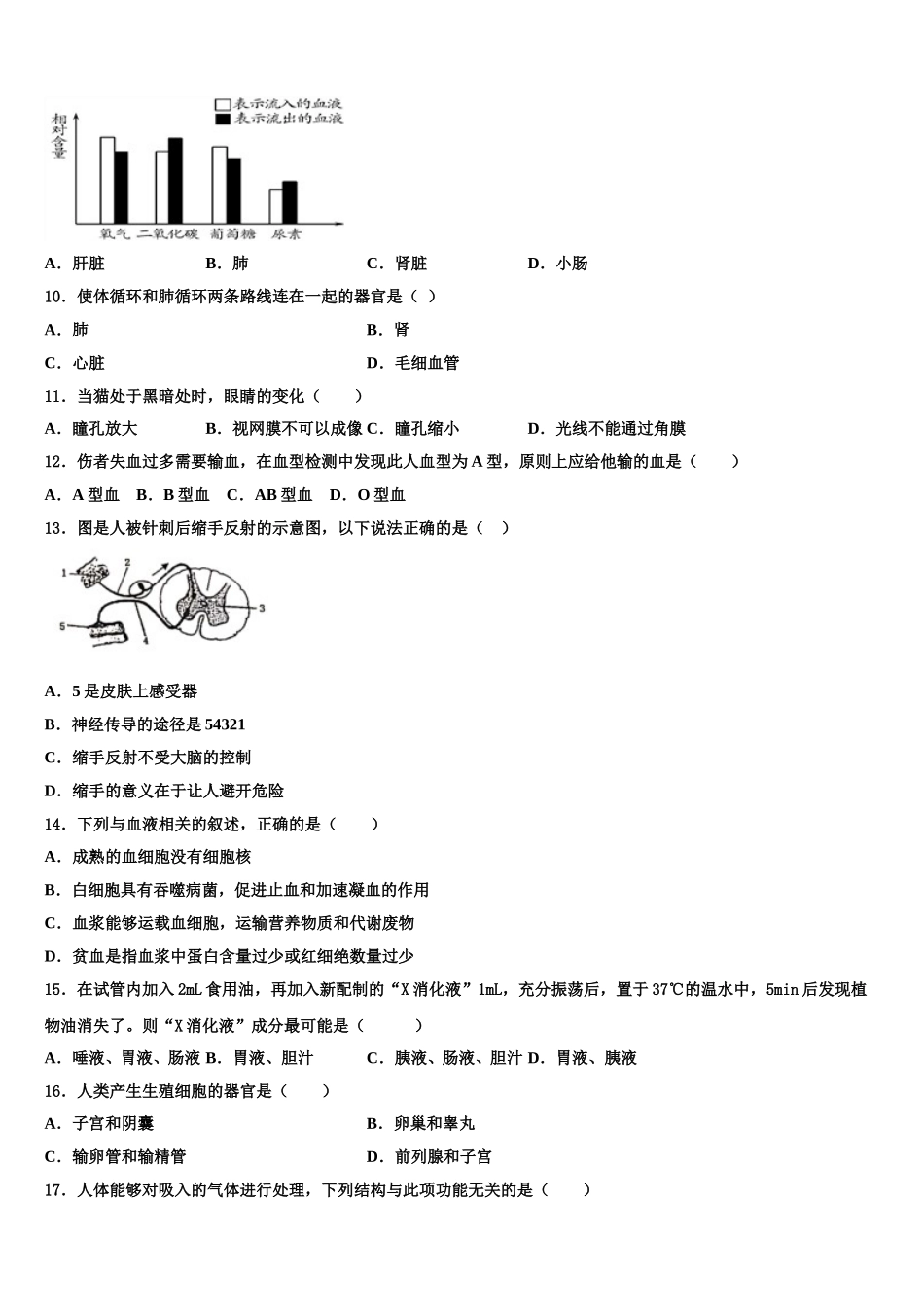 陕西省安康紫阳县联考2025年七下生物期末达标检测模拟试题含解析_第2页