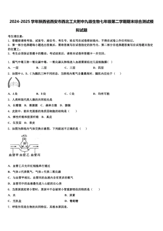 2024-2025学年陕西省西安市西北工大附中九级生物七年级第二学期期末综合测试模拟试题含解析