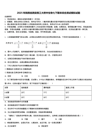 2025年陕西省西安西工大附中生物七下期末综合测试模拟试题含解析