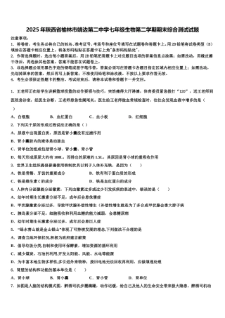 2025年陕西省榆林市靖边第二中学七年级生物第二学期期末综合测试试题含解析