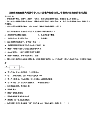 陕西省西安交通大附属中学2025届七年级生物第二学期期末综合测试模拟试题含解析