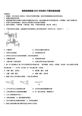 陕西省商南县2025年生物七下期末监测试题含解析