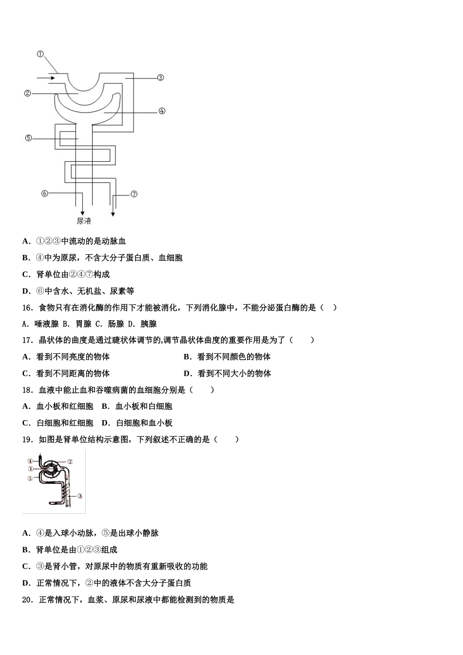 浙江省绍兴市2025年七下生物期末学业质量监测模拟试题含解析_第3页