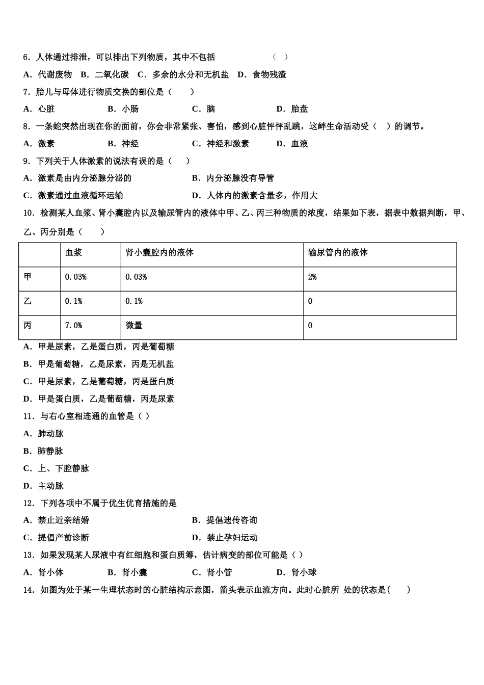 浙江省杭州拱墅区七校联考2025年七下生物期末质量检测试题含解析_第2页