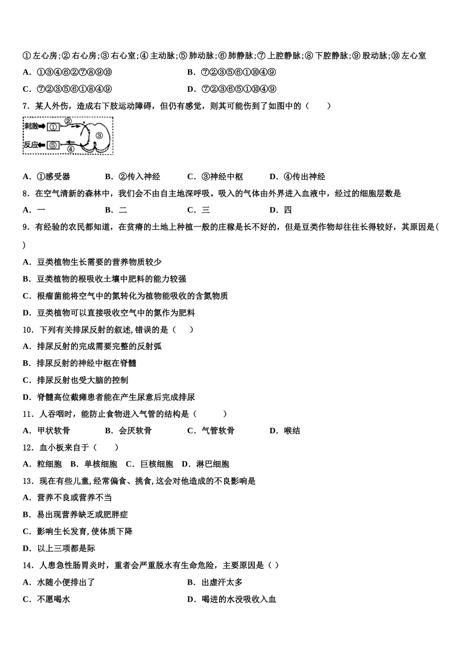 2024-2025学年浙江省丽水市第四中学生物七年级第二学期期末学业水平测试模拟试题含解析_第2页