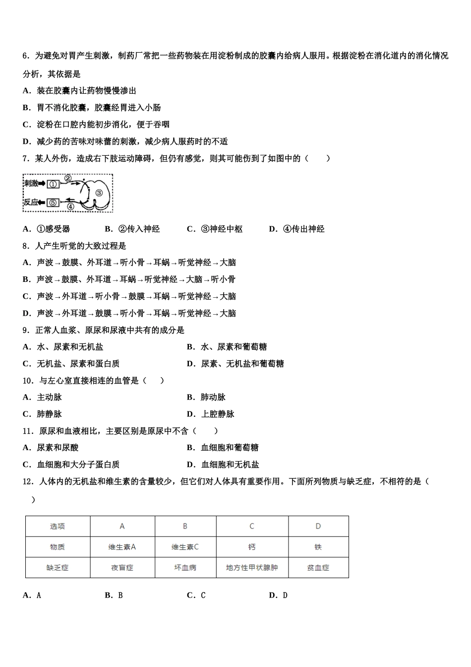 浙江省杭州北干2025届生物七年级第二学期期末联考模拟试题含解析_第2页