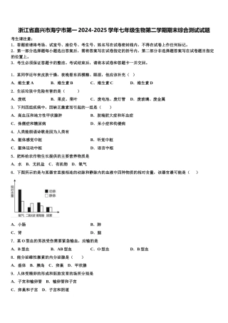浙江省嘉兴市海宁市第一2024-2025学年七年级生物第二学期期末综合测试试题含解析