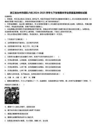 浙江省台州市团队六校2024-2025学年七下生物期末学业质量监测模拟试题含解析