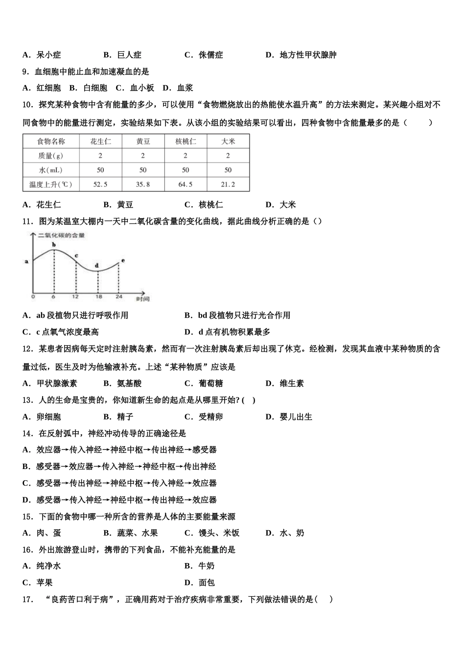 浙江省诸暨市开放双语学校2025年七年级生物第二学期期末联考试题含解析_第2页