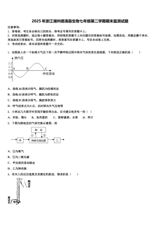 2025年浙江湖州德清县生物七年级第二学期期末监测试题含解析