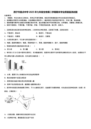 西宁市重点中学2025年七年级生物第二学期期末学业质量监测试题含解析