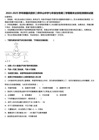 2024-2025学年新疆兵团农二师华山中学七年级生物第二学期期末达标检测模拟试题含解析