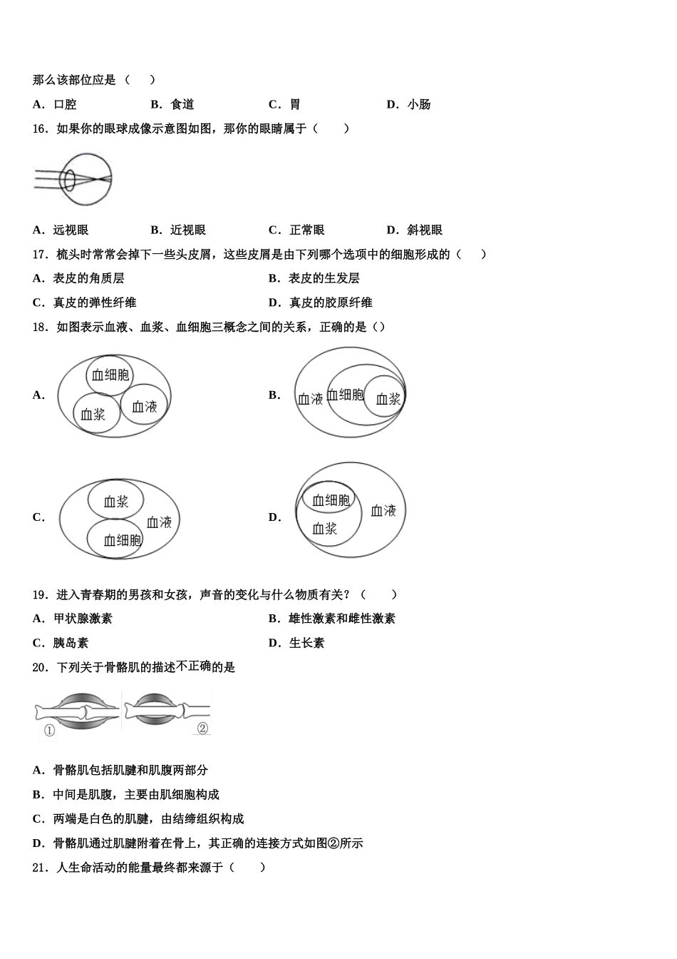 新疆维吾尔自治区轮台县第二中学2025年生物七下期末达标检测试题含解析_第3页