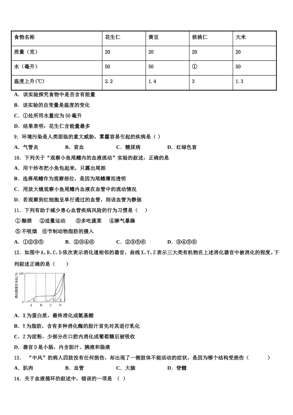 2025年新疆乌鲁木齐水磨沟区四校联考七下生物期末统考试题含解析_第2页