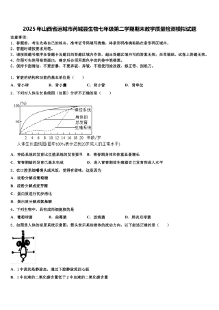 2025年山西省运城市芮城县生物七年级第二学期期末教学质量检测模拟试题含解析