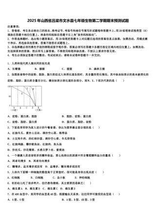 2025年山西省吕梁市文水县七年级生物第二学期期末预测试题含解析