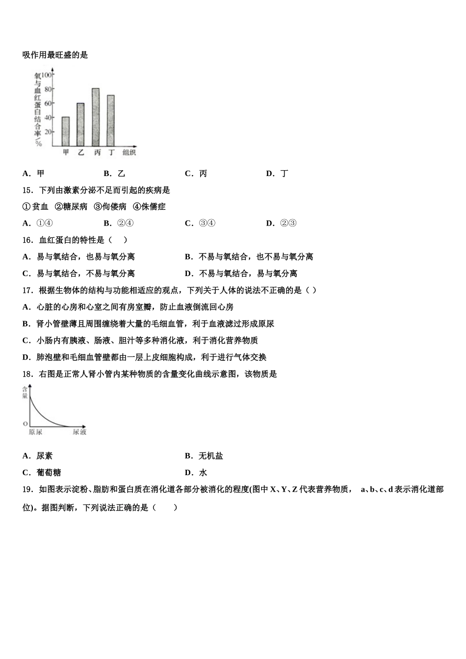 2024-2025学年长治市重点中学生物七年级第二学期期末综合测试模拟试题含解析_第3页