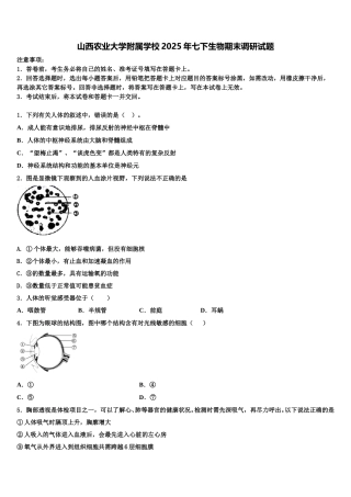 山西农业大学附属学校2025年七下生物期末调研试题含解析