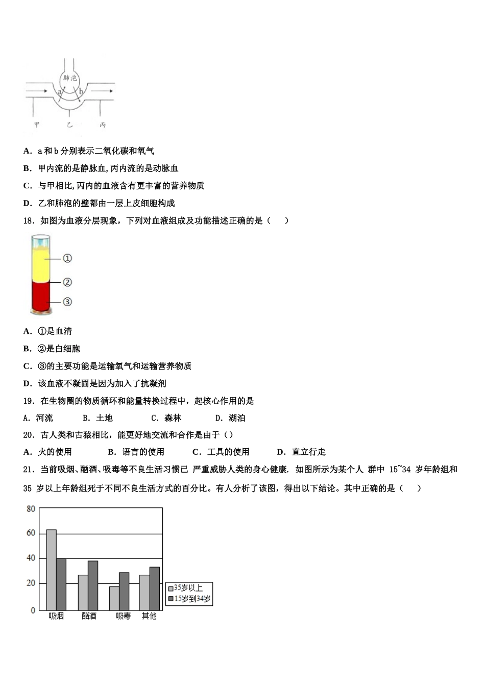 山西省兴县2025届生物七下期末学业水平测试模拟试题含解析_第3页