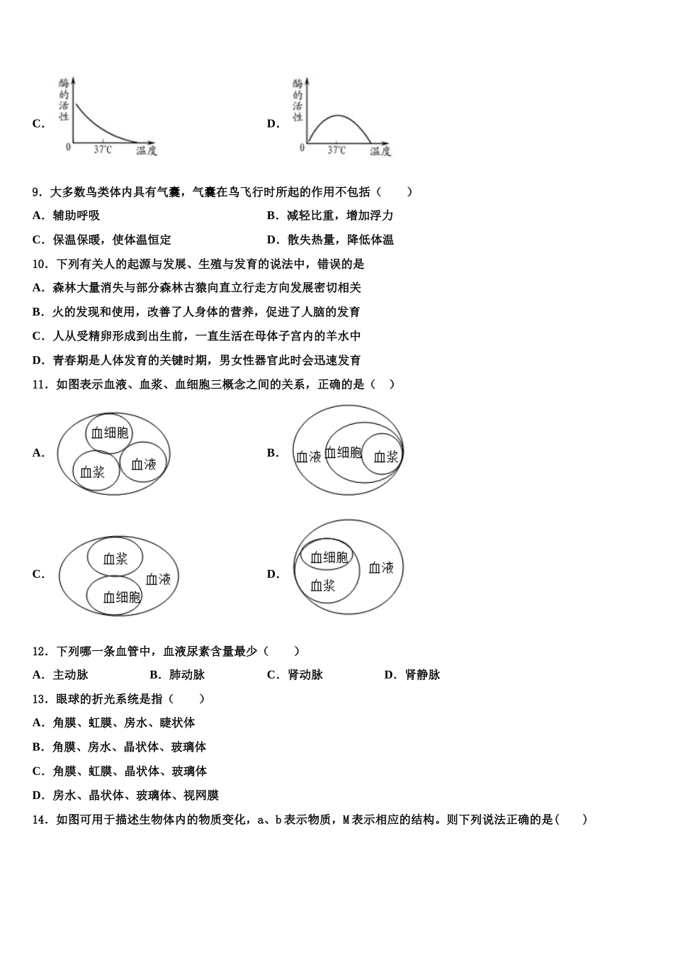2024-2025学年山西省兴县圪垯中学七年级生物第二学期期末复习检测试题含解析_第2页