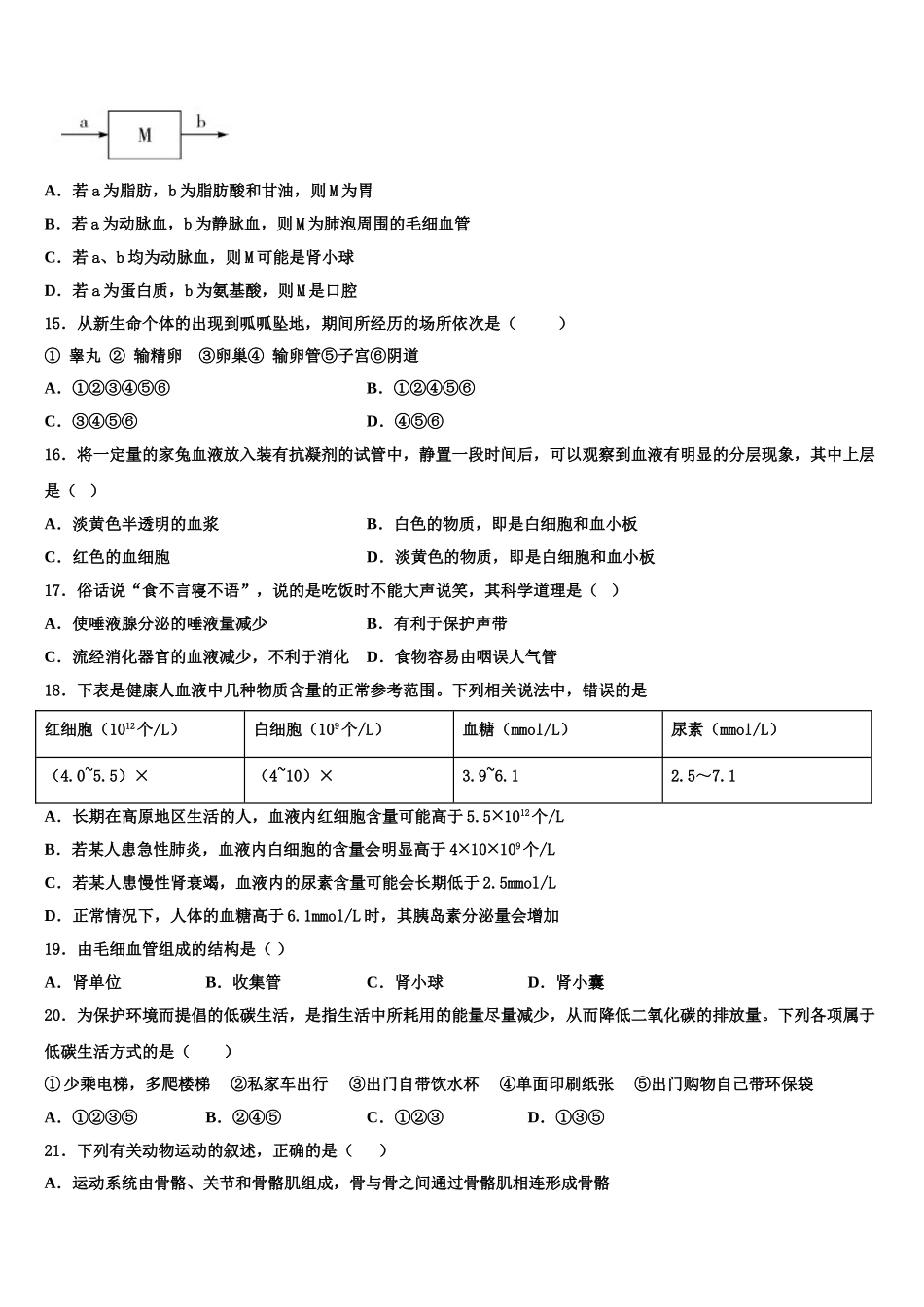2024-2025学年山西省兴县圪垯中学七年级生物第二学期期末复习检测试题含解析_第3页