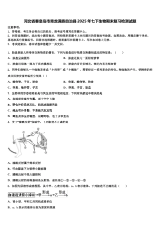 河北省秦皇岛市青龙满族自治县2025年七下生物期末复习检测试题含解析