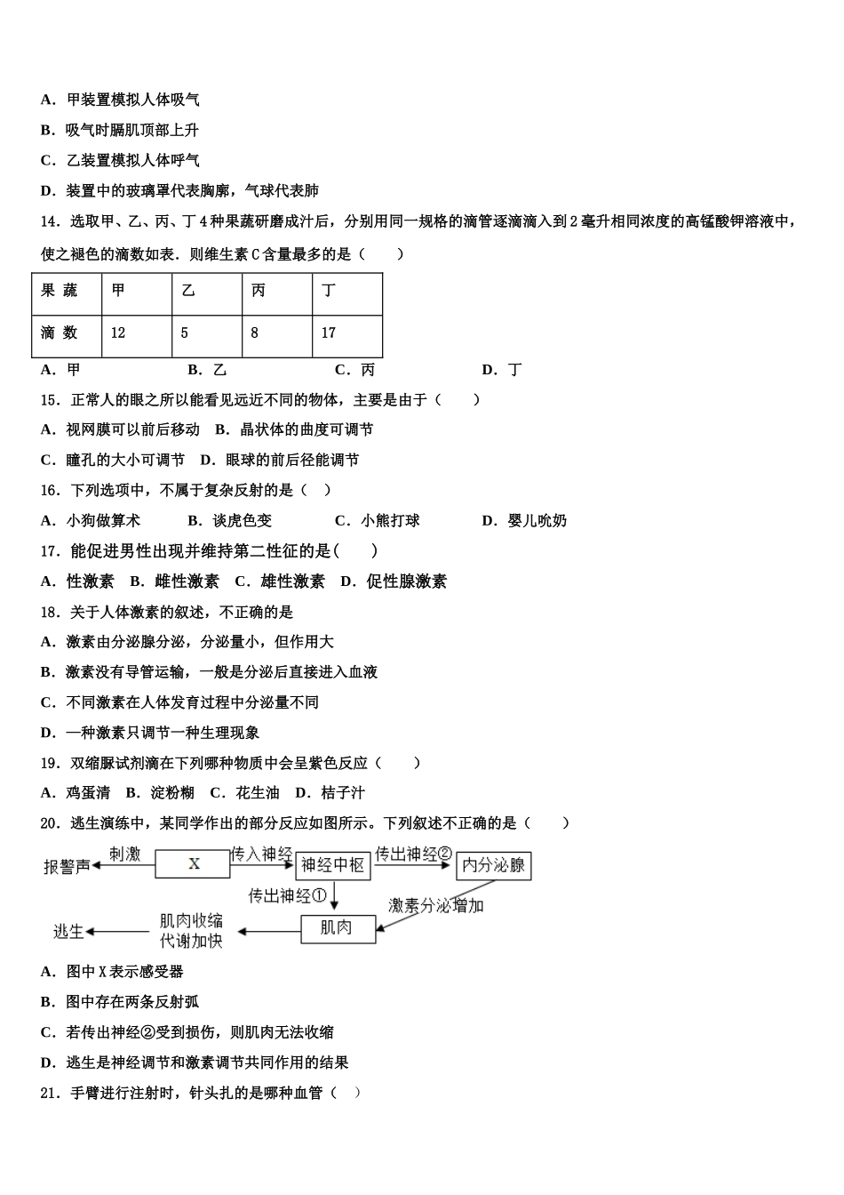 河北省秦皇岛市名校2025年生物七年级第二学期期末学业水平测试模拟试题含解析_第3页
