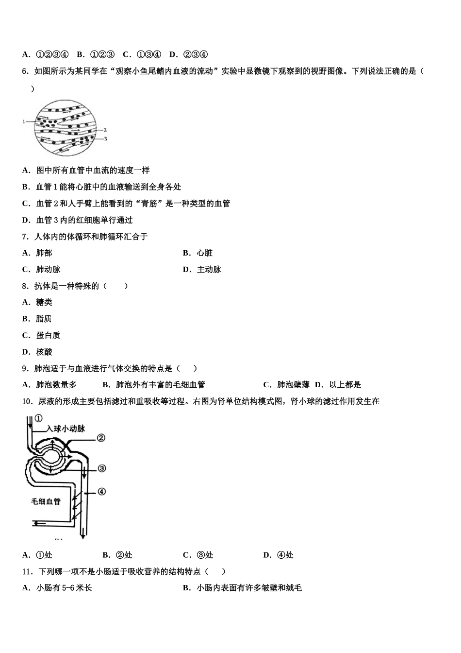 2025届河北省衡水生物七下期末检测模拟试题含解析_第2页