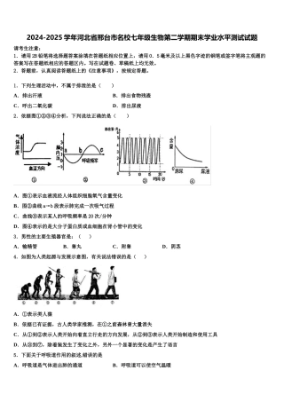 2024-2025学年河北省邢台市名校七年级生物第二学期期末学业水平测试试题含解析