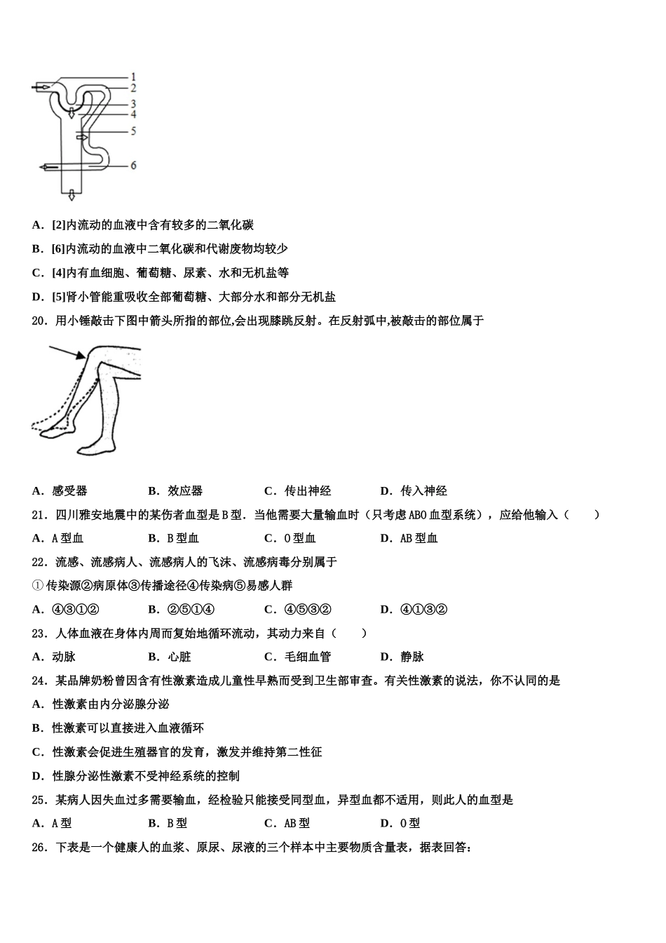 2025届河北省邯郸市鸡泽县生物七下期末复习检测试题含解析_第3页