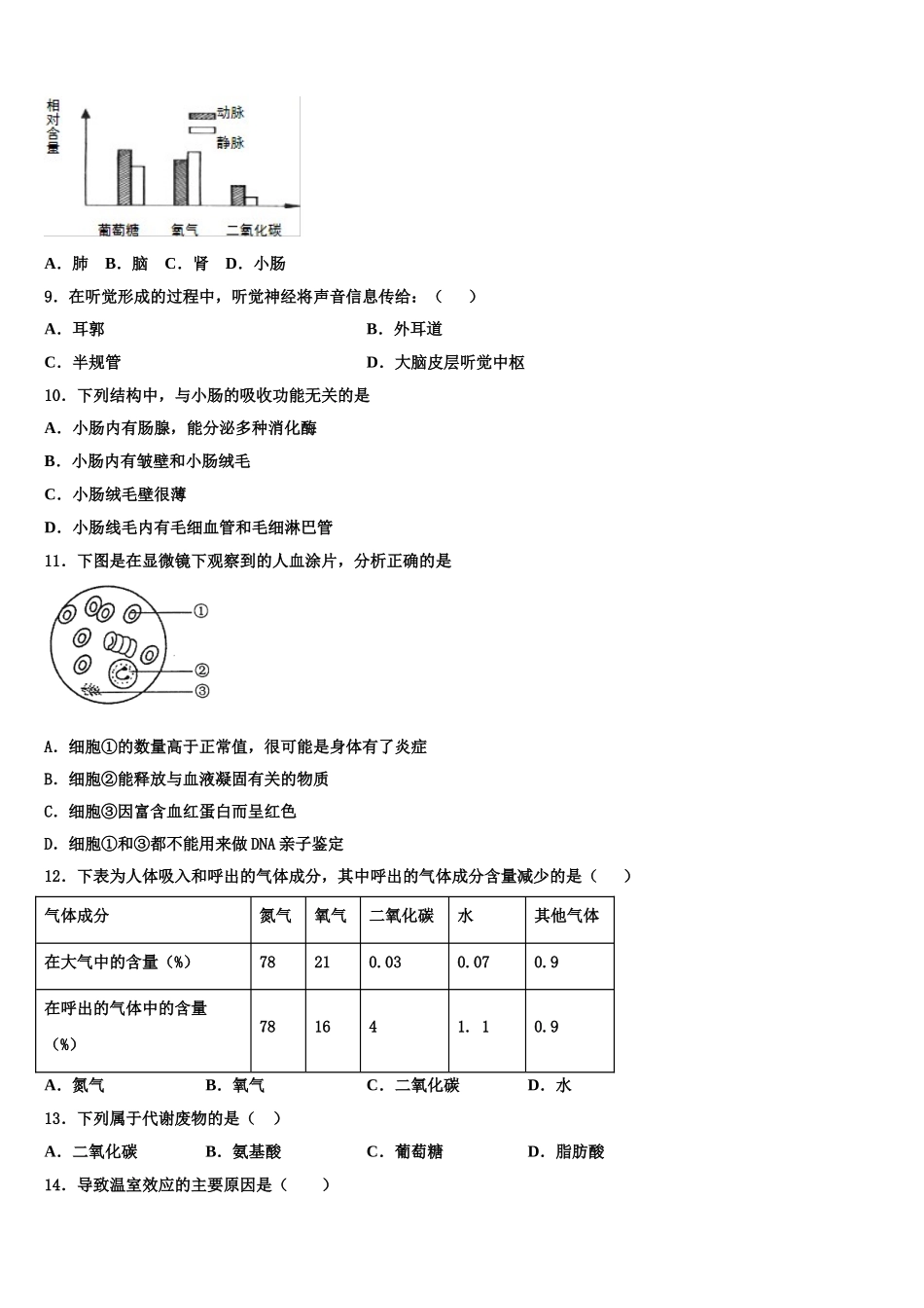 河北省衡水市八校2025届生物七下期末联考模拟试题含解析_第2页
