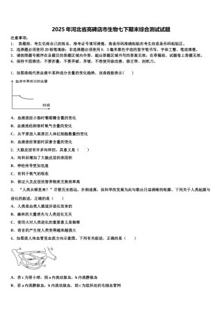 2025年河北省高碑店市生物七下期末综合测试试题含解析