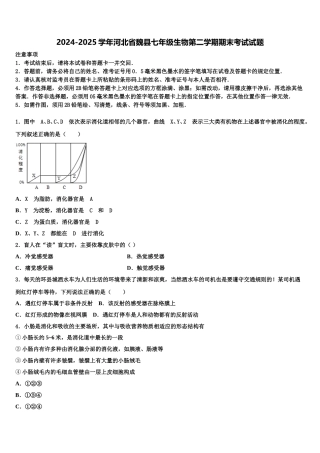 2024-2025学年河北省魏县七年级生物第二学期期末考试试题含解析