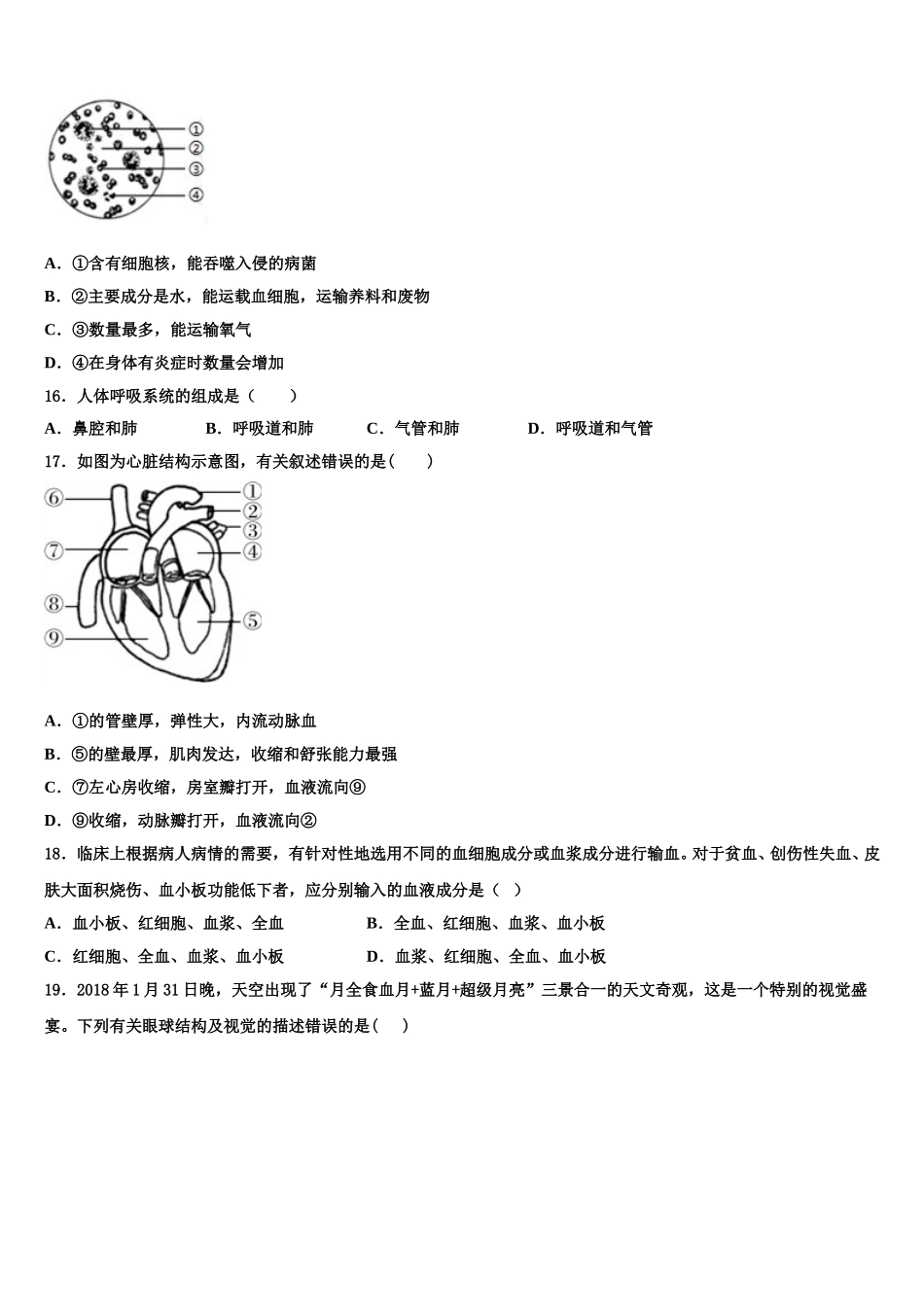 河北省石家庄新世纪外国语学校2025届生物七下期末教学质量检测试题含解析_第3页