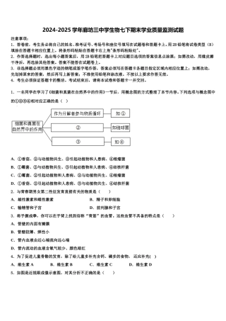 2024-2025学年廊坊三中学生物七下期末学业质量监测试题含解析