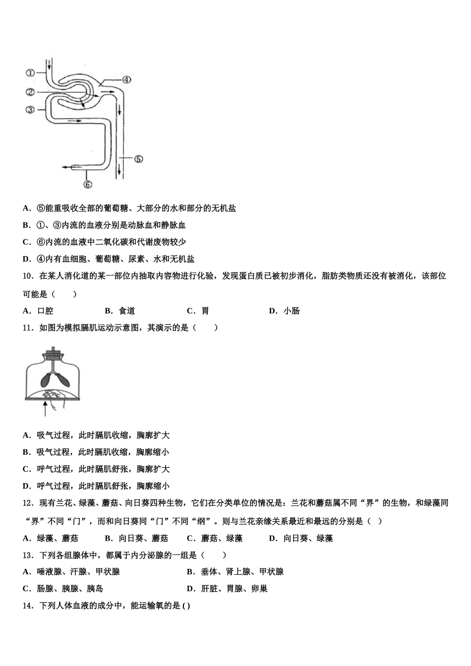 2025年河北省邯郸市临漳县生物七下期末检测试题含解析_第2页